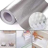 Emerald Shopper Aluminium Paper Heat Resistant Washable Peel and Stick Self-Adhesive Oil Proof Waterproof Kitchen Wallpaper foil for Walls Cabinets Drawers and Shelves Silver Grip (40 X 300 cm)-thumb3