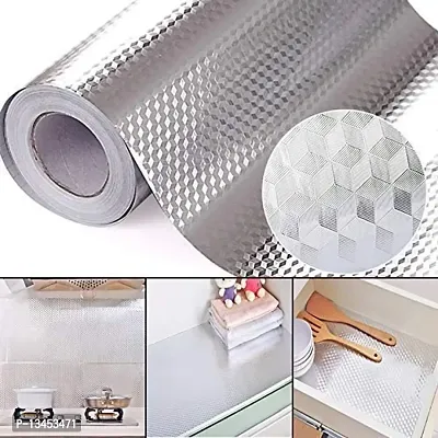 Emerald Shopper Aluminium Paper Heat Resistant Washable Peel and Stick Self-Adhesive Oil Proof Waterproof Kitchen Wallpaper foil for Walls Cabinets Drawers and Shelves Silver Grip (40 X 300 cm)-thumb4