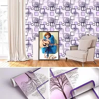 FOKRIM Wall Stickers Wallpaper(45x500Cm(24Sq Ft) Purple Cube 3D Frames and Trees Wallpaper for Walls Self Adhesive Decals Wall Stickers Peppy Purple Wall Stickers for Bedroom Home Living Room Kitchen-thumb1