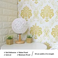 FOKRIM Dmask White Golden Wallpaper 45X500 cm ( Gold )-thumb2