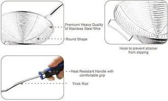 Emerald Shopper Frying Strainer DEEP Fry/MESH Strainer/JHARA/Puri Strainer (3-Piece Combo)-thumb1