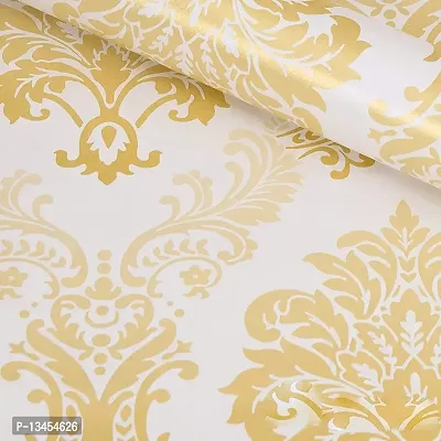 FOKRIM Dmask White Golden Wallpaper 45X500 cm ( Gold )-thumb5