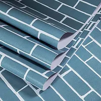 FOKRIM Blue Bricks PVC Self-Adhesive Wallpaper for Walls Sticker Wallpaper Peel and Stick Removable Waterproof Wallpaper (45x500cm)(Length 5-Meter)-thumb1