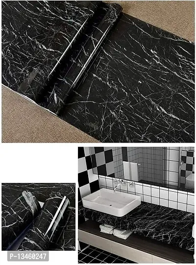 FOKRIM Marble Aluminum Foil Kitchen Stickers Oil-Proof Waterproof Self Adhesive Wallpaper PVC Bathroom Wall Stickers Peel  Stick Contact Paper for Kitchen Fridge Table Furniture-thumb5