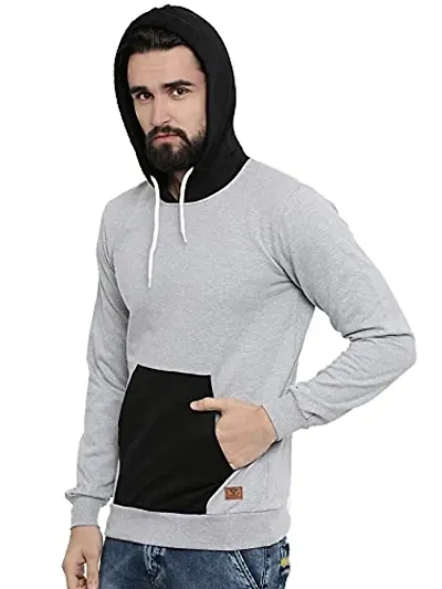 Unsully Hooded Sweatshirt for Men/Solid Grey Melange Stylish Hoody for Men