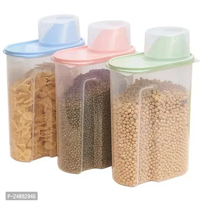 Kitchen Food Storage Container 2500ml Plastic Box Jars for Bulk Grain Kitchen Organizer Storage Tractor with Lid for Home Use (Set of 3)-thumb0