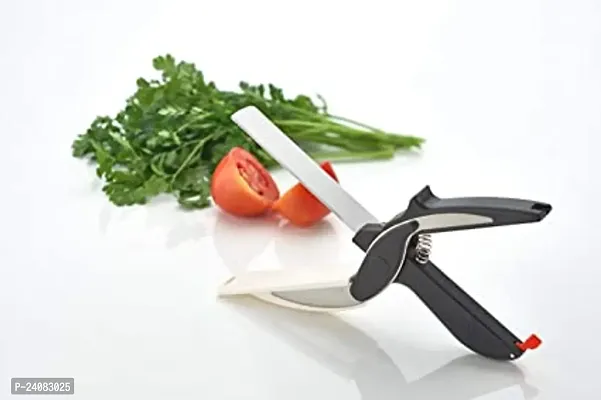 Clever Cutter 2-in-1 Plastic Food Chopper - (Multicolour) | Smart Knife Chopper Cutter - Stainless Steel Blade Knife with Locking Hinge  Spring Action with Sharpe blad for Fruits  Vegetable Chopper-thumb2