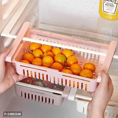 Kitchen Rack Plastic Fridge Drawer Organizer 4 Pcs Retractable Fridge Shelf Holder Organizer Storage Box Container Basket Refrigerator Food Fresh-Keeping Organizer Vegetable storage basket (4 pcs)-thumb0