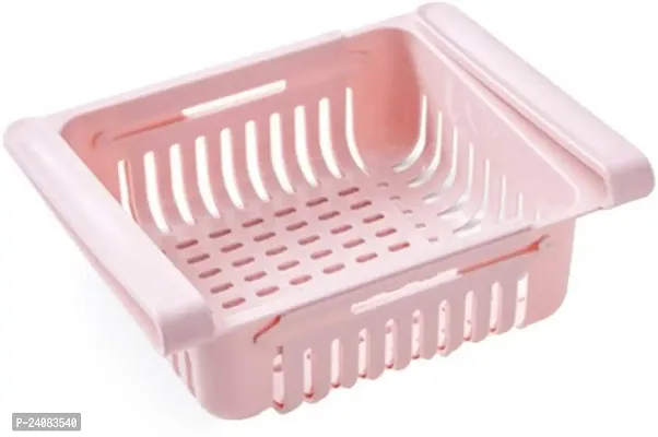 Kitchen Rack Plastic Fridge Drawer Organizer 4 Pcs Retractable Fridge Shelf Holder Organizer Storage Box Container Basket Refrigerator Food Fresh-Keeping Organizer Vegetable storage basket (4 pcs)-thumb3