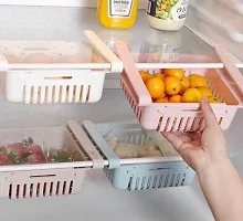 Kitchen Rack Plastic Fridge Drawer Organizer 4 Pcs Retractable Fridge Shelf Holder Organizer Storage Box Container Basket Refrigerator Food Fresh-Keeping Organizer Vegetable storage basket (4 pcs)-thumb3