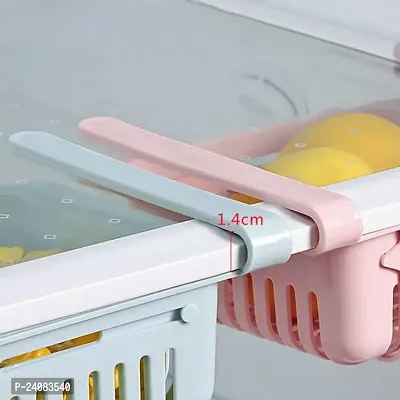 Kitchen Rack Plastic Fridge Drawer Organizer 4 Pcs Retractable Fridge Shelf Holder Organizer Storage Box Container Basket Refrigerator Food Fresh-Keeping Organizer Vegetable storage basket (4 pcs)-thumb5