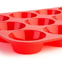 Silicone Cupcake Mould 12 Non Stick Reusable Muffin Baking Tray Pan Baking Tool for Home Kitchen/Microwave Oven Easy to Remove Cake Mold-thumb2