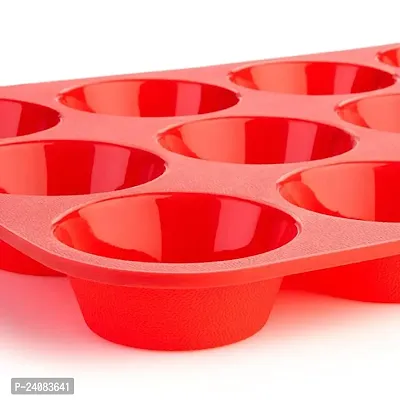 Silicone Cupcake Mould 12 Non Stick Reusable Muffin Baking Tray Pan Baking Tool for Home Kitchen/Microwave Oven Easy to Remove Cake Mold-thumb3