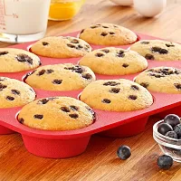 Silicone Cupcake Mould 12 Non Stick Reusable Muffin Baking Tray Pan Baking Tool for Home Kitchen/Microwave Oven Easy to Remove Cake Mold-thumb3