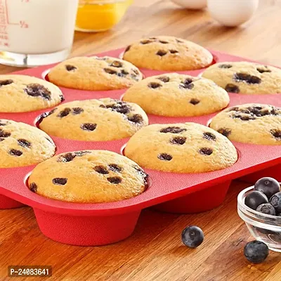Silicone Cupcake Mould 12 Non Stick Reusable Muffin Baking Tray Pan Baking Tool for Home Kitchen/Microwave Oven Easy to Remove Cake Mold-thumb4