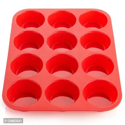 Silicone Cupcake Mould 12 Non Stick Reusable Muffin Baking Tray Pan Baking Tool for Home Kitchen/Microwave Oven Easy to Remove Cake Mold-thumb5