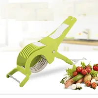 Plastic 2 in 1 Vegetable  Fruit Multi Cutter  Peeler,Veg Cutter Sharp Stainless Steel 5 Blade Vegetable Cutter with Peeler - Multicolor-thumb1