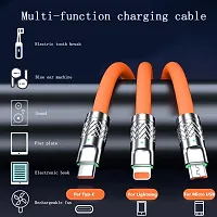 3-in-1 Cable 6 A 1.5 m Nylon Braided 3 in 1 Charger Cable Portable Retractable 120Watt High Speed Super Fast Charging Cable-thumb2