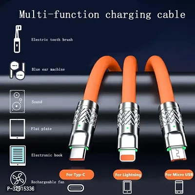 3-in-1 Cable 6 A 1.5 m Nylon Braided 3 in 1 Charger Cable Portable Retractable 120Watt High Speed Super Fast Charging Cable-thumb3