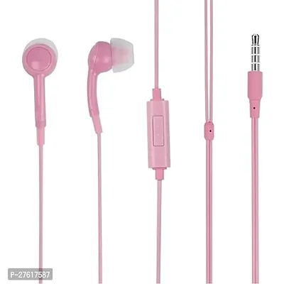 Stylish Pink In-ear Wired - 3.5 MM Single Pin Headphones With Microphone-thumb0