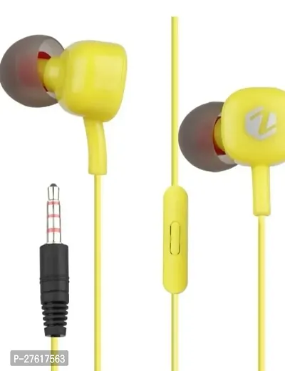 Stylish Yellow In-ear Wired - 3.5 MM Single Pin Headphones With Microphone-thumb0