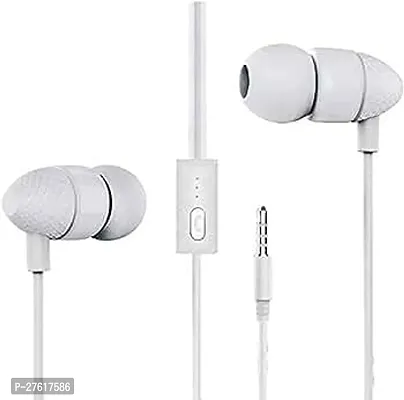 Stylish White In-ear Wired - 3.5 MM Single Pin Headphones With Microphone-thumb0