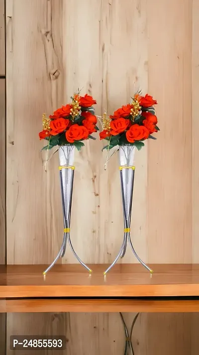 best silver jali vase for home decoration for artificial flower pack of 2
