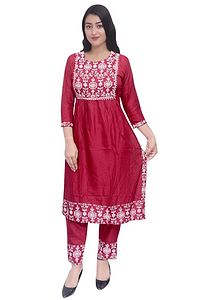 Women Rayon A-line Printed Long Kurti With Pant-thumb4