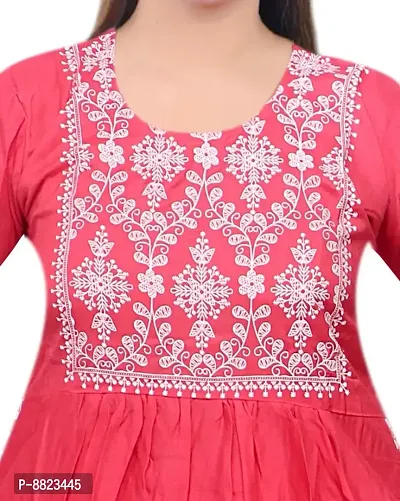 Women Rayon A-line Printed Long Kurti With Pant-thumb4