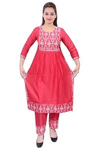 Women Rayon A-line Printed Long Kurti With Pant-thumb4