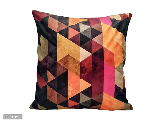 Khooti Velvet Cushion Cover, 30x30 (Triangular Orange)(Pack of 1)