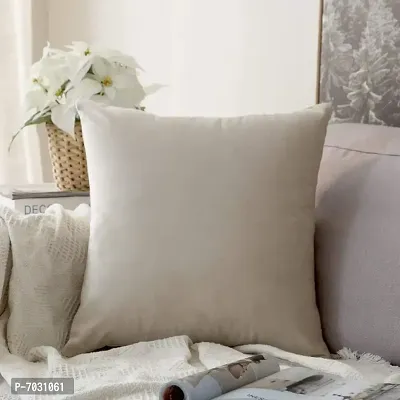 Khooti Velvet Cushion Cover, 12x12 (Cream White)(Pack of 1)