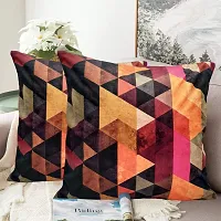 Khooti Velvet Cushion Cover, 30x30 (Triangular Orange)(Pack of 1)-thumb3