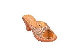 Megafeet Stylish Heel Sandal 306 (Gold, numeric_8)-thumb1