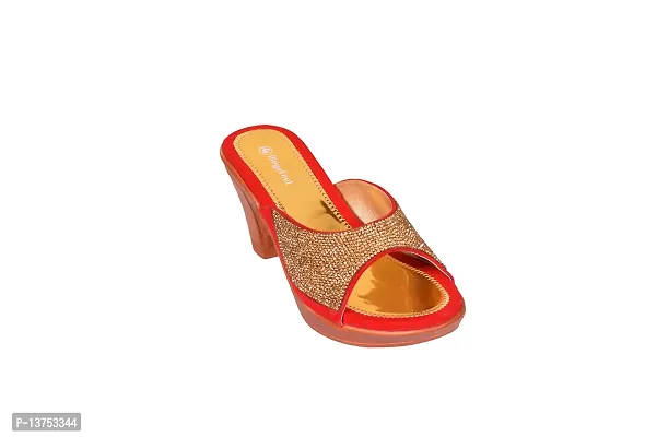 Megafeet Stylish Heel Sandal 306 (Gold, numeric_8)