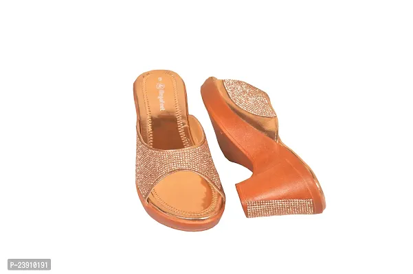Megafeet Women Stylish Heel Sandal 306 Peach-thumb3
