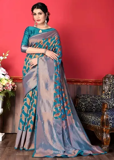 Stylish Art Silk Light Zari Woven Saree with Blouse piece