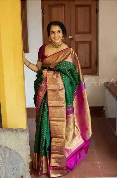 Must Have Art Silk Saree with Blouse piece