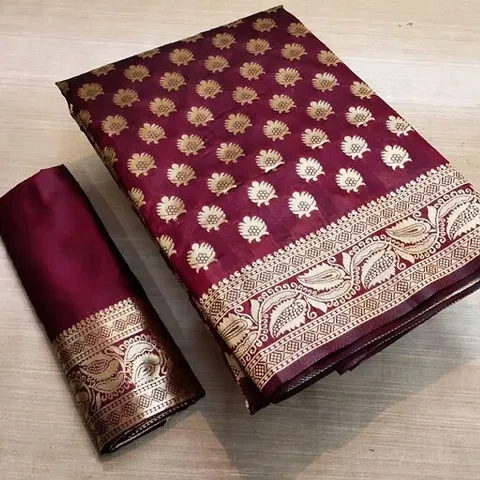 Attractive Art Silk Saree with Blouse piece 