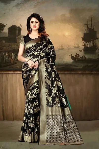 Beautiful Silk Blend Saree with Blouse piece For Women