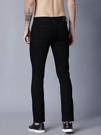 Stylish Black Cotton Blend Solid Mid Rise Jeans For Men-thumb1