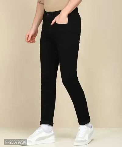 Stylish Black Denim Mid-Rise Jeans For Men-thumb3