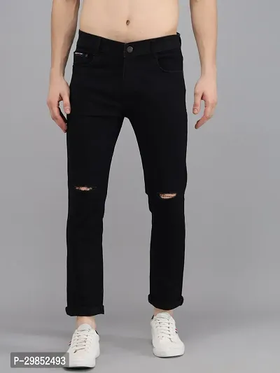 Comfortable Black Denim Mid-Rise Jeans For Men-thumb0