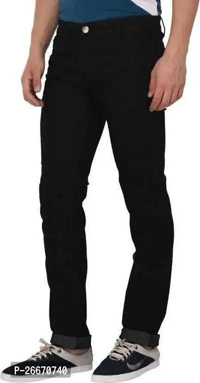 Stylish Black Denim Mid-Rise Jeans For Men-thumb2