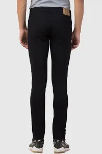 Stylish Black Cotton Blend Solid Mid Rise Jeans For Men-thumb1