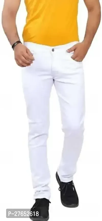 Stylish White Denim Mid-Rise Jeans For Men-thumb0