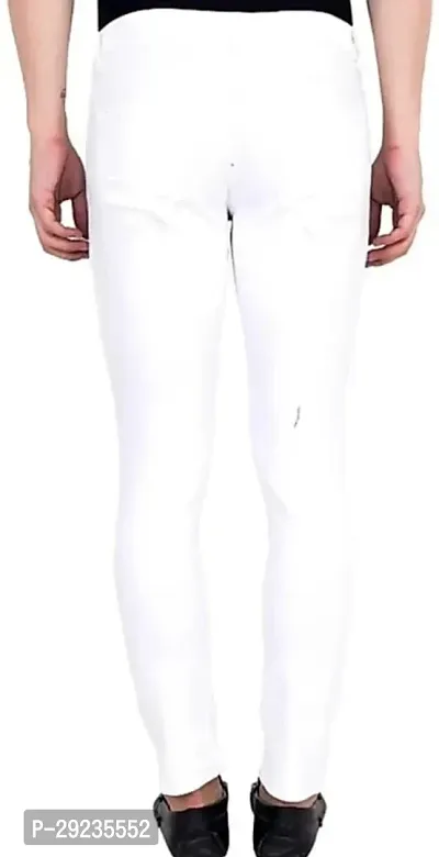 Stylish White Cotton Blend Mid-Rise Jeans For Men-thumb2