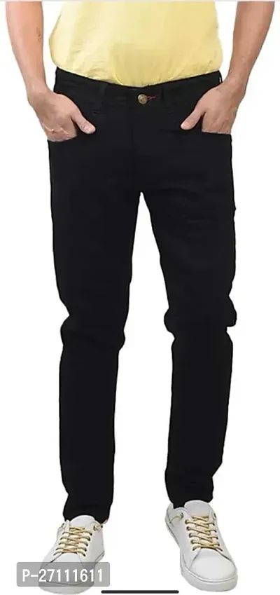 Stylish Black Cotton Blend Mid-Rise Jeans For Men-thumb0