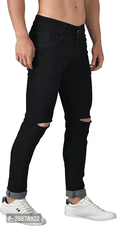 Stylish Black Denim Mid-Rise Jeans For Men-thumb4