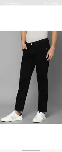 Stylish Black Cotton Blend Solid Mid Rise Jeans For Men-thumb1